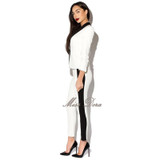 2016 new winter White Blazer Women Slim Blaser Double Breasted Design Blazer Feminino Female Suit Jacket & pants Women Work Wear