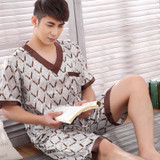 2017 winter men's pajamas sexy sleepwear male short sleeve shorts pajamas fashion men homewear sets