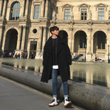 2017 Winter Men's new Korean style Woolen blends Overcoat Loose Coat Long length Youth Fashion casual keep warm Windbreaker