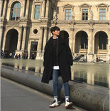 2017 Winter Men's new Korean style Woolen blends Overcoat Loose Coat Long length Youth Fashion casual keep warm Windbreaker