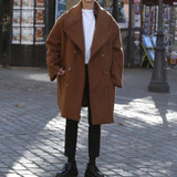 2017 Winter Men's new Korean style Woolen blends Overcoat Loose Coat Long length Youth Fashion casual keep warm Windbreaker