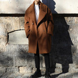 2017 Winter Men's new Korean style Woolen blends Overcoat Loose Coat Long length Youth Fashion casual keep warm Windbreaker
