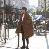 2017 Winter Men's new Korean style Woolen blends Overcoat Loose Coat Long length Youth Fashion casual keep warm Windbreaker