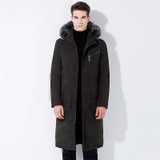 2017 winter Men's fashion casual Real fox fur collars jackets thick white duck down down jacket Men's Down Coats trench coat men