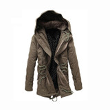 2017 Winter Men Fashion Thick Velvet Warm Jackets Parkas Mens Cotton Windbreaker Army Hip Hop Big Hooded Jacket Long Trench Coat