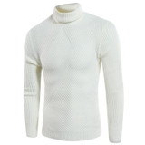 2017 Winter Male Solid Slim Fit Pullover Gray White Sweater Male Turtleneck Men Brand Knitted Warm Sweater Pull Homme Marque