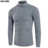 2017 Winter Male Solid Slim Fit Pullover Gray White Sweater Male Turtleneck Men Brand Knitted Warm Sweater Pull Homme Marque