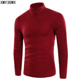 2017 Winter Male Solid Slim Fit Pullover Gray White Sweater Male Turtleneck Men Brand Knitted Warm Sweater Pull Homme Marque