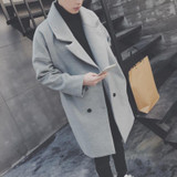 2017 Winter Korean New Style Clothes Leisure Woolen Blended Overcoat Loose Trench Male Long Mens Cashmere Jacket Thicken Coat