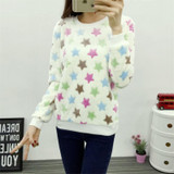2017 winter Keep warm Fashion Strawberry fruit stripes Harajuku Colored little stars sweater Women high quality Flannel pullover