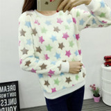2017 winter Keep warm Fashion Strawberry fruit stripes Harajuku Colored little stars sweater Women high quality Flannel pullover