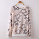 2017 winter Keep warm Fashion Strawberry fruit stripes Harajuku Colored little stars sweater Women high quality Flannel pullover
