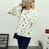 2017 winter Keep warm Fashion Strawberry fruit stripes Harajuku Colored little stars sweater Women high quality Flannel pullover