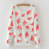 2017 winter Keep warm Fashion Strawberry fruit stripes Harajuku Colored little stars sweater Women high quality Flannel pullover
