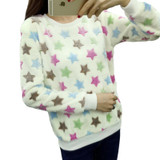 2017 winter Keep warm Fashion Strawberry fruit stripes Harajuku Colored little stars sweater Women high quality Flannel pullover