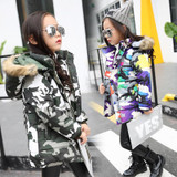 2017 Winter Jackets for kids warm coats Girls Outerwear Fur Collar camouflage Children's Down Jacket Thick Boy Winter Coat Down