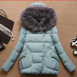 2017 Winter Jacket Women Fur Hood Cotton Padded Coat Parkas For Women Winter Abrigos Mujer Jaqueta Feminina