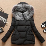 2017 Winter Jacket Women Fur Hood Cotton Padded Coat Parkas For Women Winter Abrigos Mujer Jaqueta Feminina