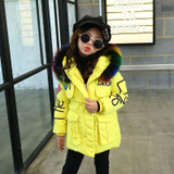 2017 winter Girls Fur Coats girl Winter Jacket Children's Faux Fox Fur cotton down jacket kids outerwear coat