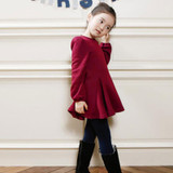 2017 Winter Girls Dress Thicken Warm Cotton Clothes Kids Cute Style Comfortable Material with Big Bow Solid Sweet Bottom Clothes