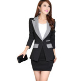 2017 Hot Fashion Korean Elegant One Button Business Suit Blazers OL Slim Patchwork Blazer Jackets Women's Suit