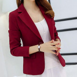 2017 Hot  Soft Womens Fashion OL Slim Solid Suit Blazer Jacket Coat Ladies Casual One Button Tops Outwear