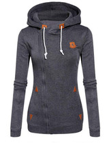 2017 Hoody Tracksuit Autumn Oblique Zip Up Coat Women Casual Print Long Sleeve Hoodies Pullover Ladies Tops Hooded Sweatshirts