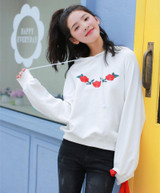 2017 hoodies women ulzzang autumn winter new korean clothes cute hoodie pocket embroidery roses harajuku kawaii sweatshirt women