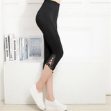 2017 Hirigin Women Pants Capris Lace Solid Color Women Ladies Casual Summer Modal Short Legging Skinny Stretch Cropped Pants