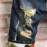2017 Hirigin New Men Stylish Short Ripped Jeans Pants Biker Skinny Slim Pockets Straight Loose  Zipper Fly  Denim Shorts UK