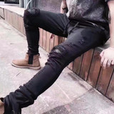 2017 hip hop Fitness Long Pants Men hiphop Casual Sweatpants Jogger Trousers Fashion Fitted Bottoms zipper broken black joggers