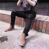 2017 hip hop Fitness Long Pants Men hiphop Casual Sweatpants Jogger Trousers Fashion Fitted Bottoms zipper broken black joggers