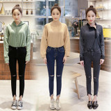2017 High Waist Jeans Women Skinny Ripped Jeans Denim Trousers Fashion Pencil Jeans For Women Skinny Irregular pants Women