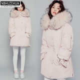 2017 High Quality Winter Down Jacket Women Slim Warm Thick Cute Pink Duck Down Coat Plus Size Real Fur Hood Parka Female Y325