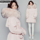 2017 High Quality Winter Down Jacket Women Slim Warm Thick Cute Pink Duck Down Coat Plus Size Real Fur Hood Parka Female Y325