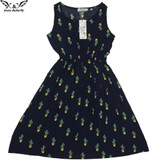 2017 high quality summer Women's dress Women Teenagers vestidos Cherry Print Sleeveless Ladies Plus size cotton beach Dresses