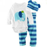 2016 New Fashion Baby Boy Clothing Set (Romper+Hat+Pants) Infant Newborn Baby Girls Clothes Suit Roupas De Bebe Jumpsuit