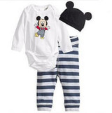 2016 New Fashion Baby Boy Clothing Set (Romper+Hat+Pants) Infant Newborn Baby Girls Clothes Suit Roupas De Bebe Jumpsuit