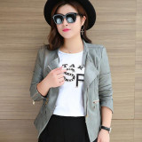 2016 New Fashion Autumn Winter Women Brand Faux Leather Jackets Pu Gray Blazer Zippers Coat Motorcycle Outerwear Plus Size 6XL