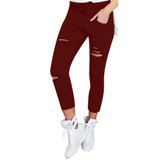 2016 New Fashion Ankle-Length Pants Solid Color Hollow Out pantalon femme Pants Women Sweatpants Cargo Jogger Pants