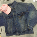 2016 new fall embroidered denim jacket female 2016 Korean version of the retro loose flamingo pattern coat