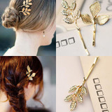 2016 New Clover Leaves Gold Pated Hair Clip Barrettes Hair Accessories Fashion Girls Women Fashion Cute Headwear Hair Clips