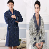 2016 NEW Cotton Nightwear for men Spring and autumn Long Sleeve Sleep Gown Men Lounge Robes Plus size 3XL
