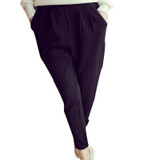 2016 New Casual Summer Harem Pants Women Trousers Elastic Waist Loose Female Black White