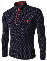 2016 New Brands Mens Dot Long Sleeve POLO Shirts Brands  Long Sleeve Camisas Polo Stand Collar Male Polo Shirt Size 3XL. KJHBA