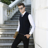 2016 New Brand Men Wool Sweater Autumn Winter V-Neck Thick Kintwear Pullover Christmas Mens Sweaters Sleeveless High Quality