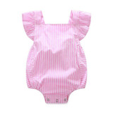 2016 New Bodysuits Newborn Infant Baby Girl Clothes Stripe Cotton Quality Bow Casual Pink Jumpsuit Sunsuit Bodysuit Baby Girl