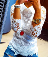 2016 New Blouse Fashion Women Lady Clothing Sexy Long Sleeve Lace Flower White Shirts Casual Blouse Loose Cotton Top Summer Fall 2016 New Blouse Fashion Women Lady Clothing Sexy Long Sleeve Lace Flower White Shirts Casual Blouse Loose Cotton Top Summer Fall