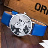 2016 Fashion Watch Mickey Mouse Children Cartoon Watch Leather Wristwatch Casual Kid Boy Quartz Watch Women Girls Relojes 1961