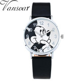 2016 Fashion Watch Mickey Mouse Children Cartoon Watch Leather Wristwatch Casual Kid Boy Quartz Watch Women Girls Relojes 1961